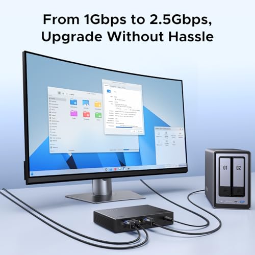 2.5Gb Switch, 5-Port Ethernet Switch, 5 X 2.5Gb Uplink, Plug & Play, Unmanaged Ethernet Splitter, Desktop/Wall Mount Network Hub, With Led, Fanless Quiet, For Nas, Pc, Game Console
