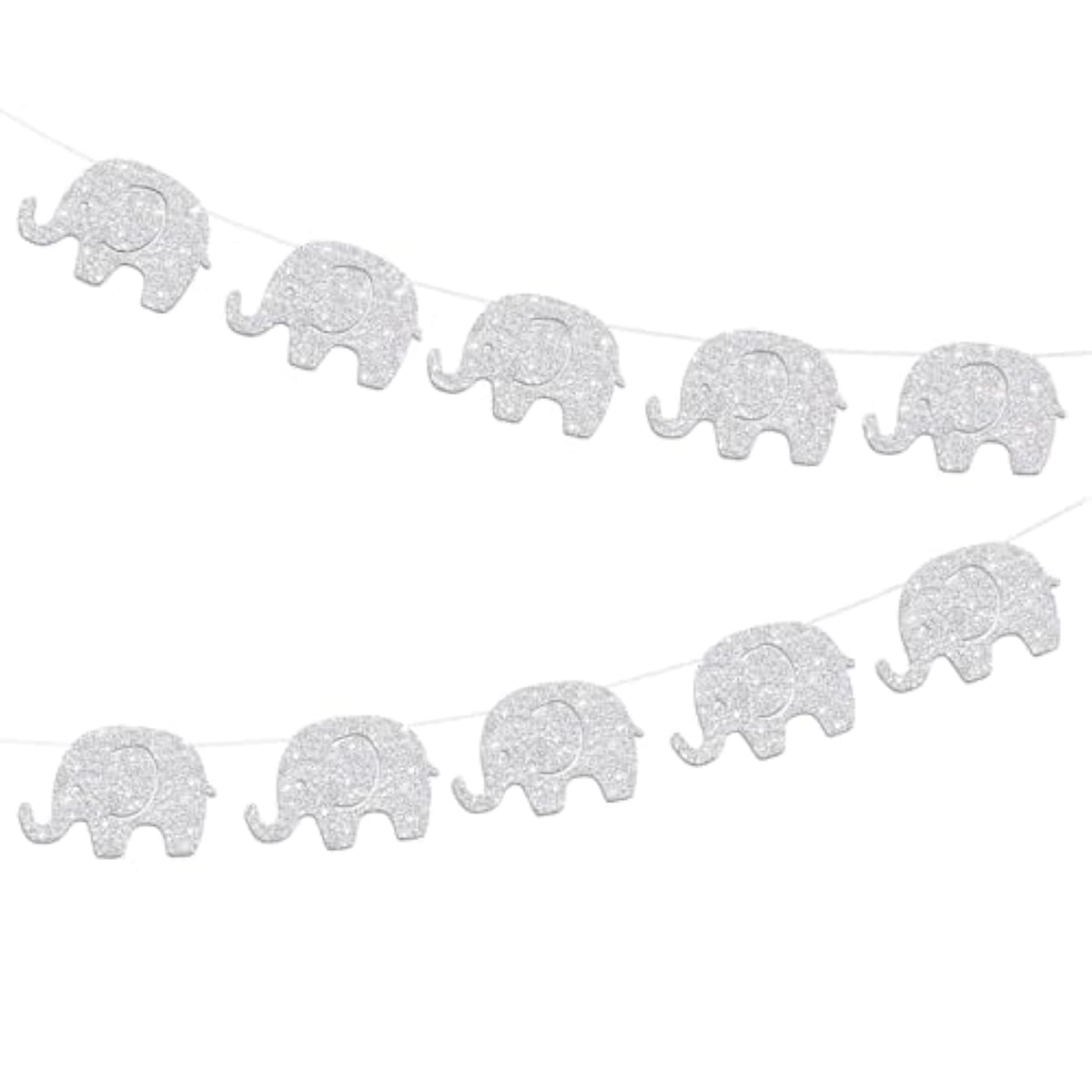 Baby Shower Garland Decorations Elephant Banner Glitter Silvery Supplies Pre - Strung Baby Elephant Decorations Birthday Party Supplies Baby Nursery Decorations 10 Feet 17 Pcs