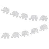 Baby Shower Garland Decorations Elephant Banner Glitter Silvery Supplies Pre - Strung Baby Elephant Decorations Birthday Party Supplies Baby Nursery Decorations 10 Feet 17 Pcs