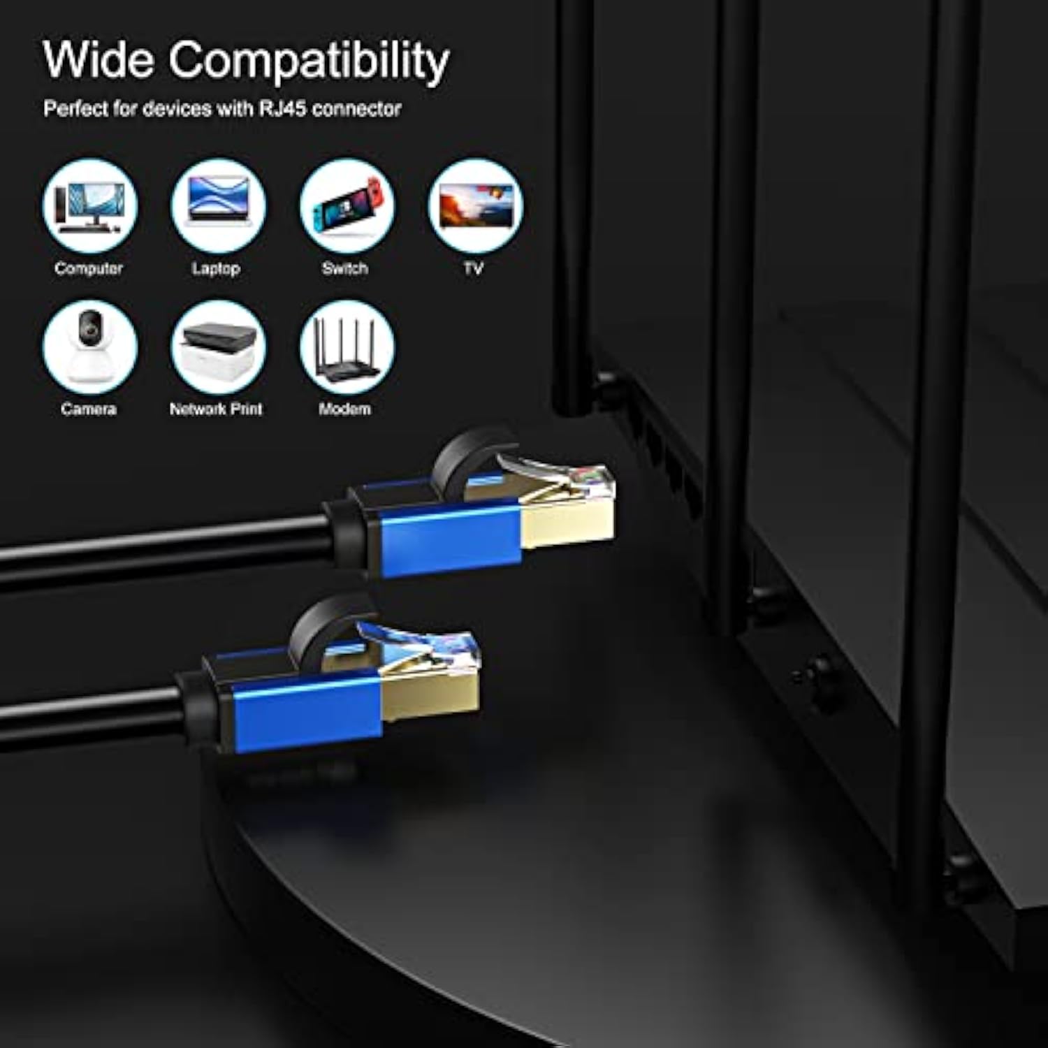 Cat7 Ethernet Cable 50Ft, Cat7 Outdoor Cable Triple Shielding Sstp 10Gbps 600M