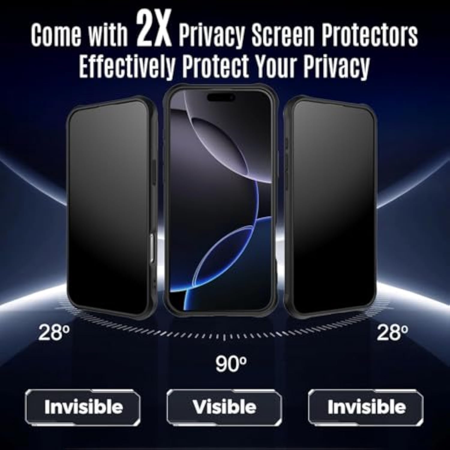 For Iphone 16 Pro Max Case, Compatible With Magsafe, With Privacy Screen Protector X2, [Camera Protection] [15Ft Drop Protection] Slim & Light Magnetic Case For Iphone 16 Promax, Black