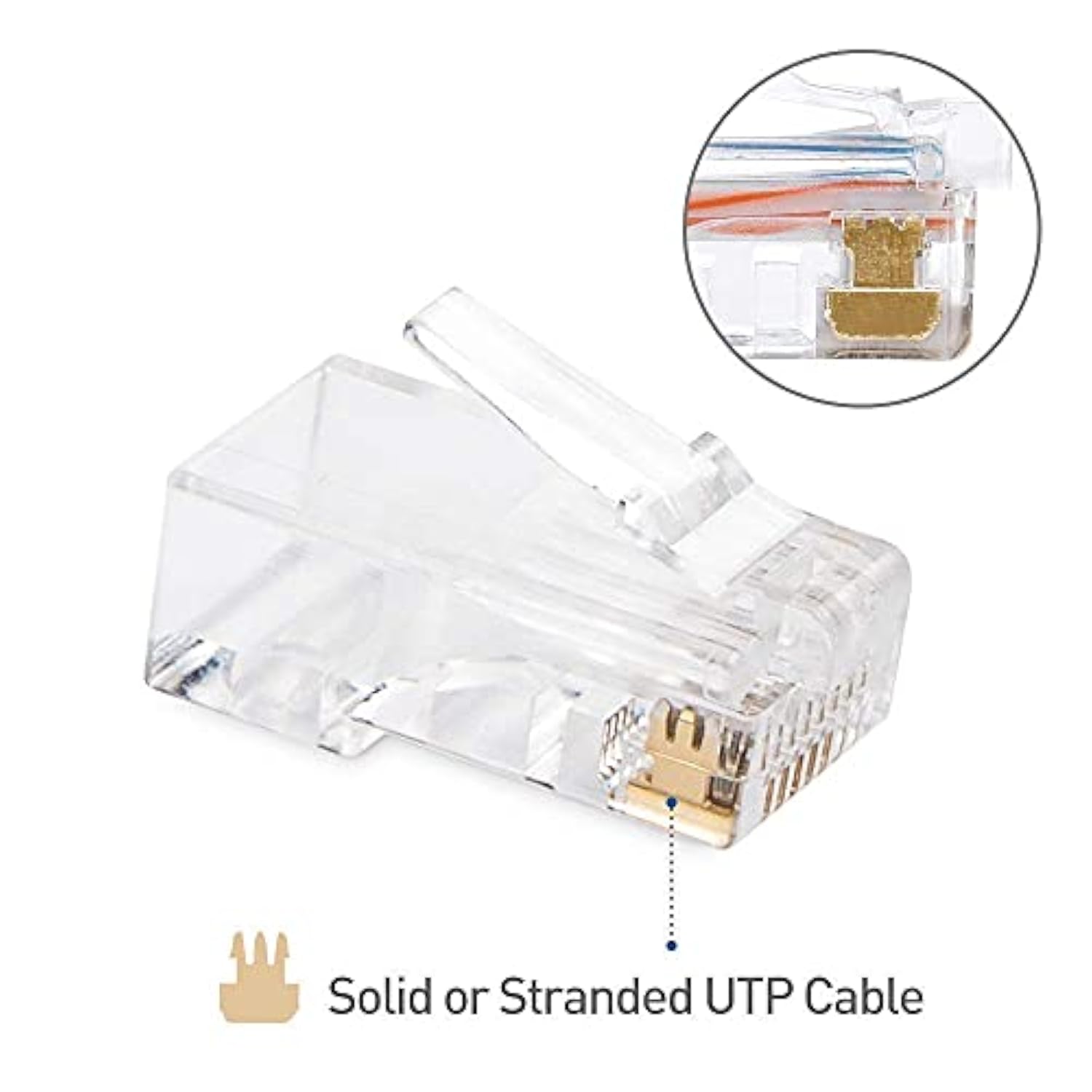 Cable Matters 100-Pack RJ45 Modular Plugs for Solid or Stranded UTP Cable, RJ4
