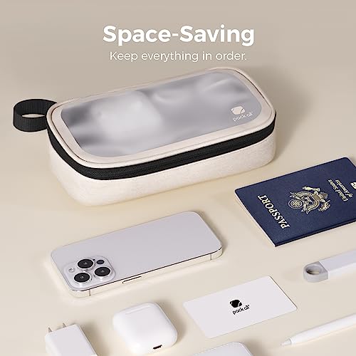 Clear Electronic Organizer, Tpu Cable Organizer Bag, Compact Cord Travel Organizer For Cables, Chargers, Phones, Usb Cords, Sd Cards (Beige)