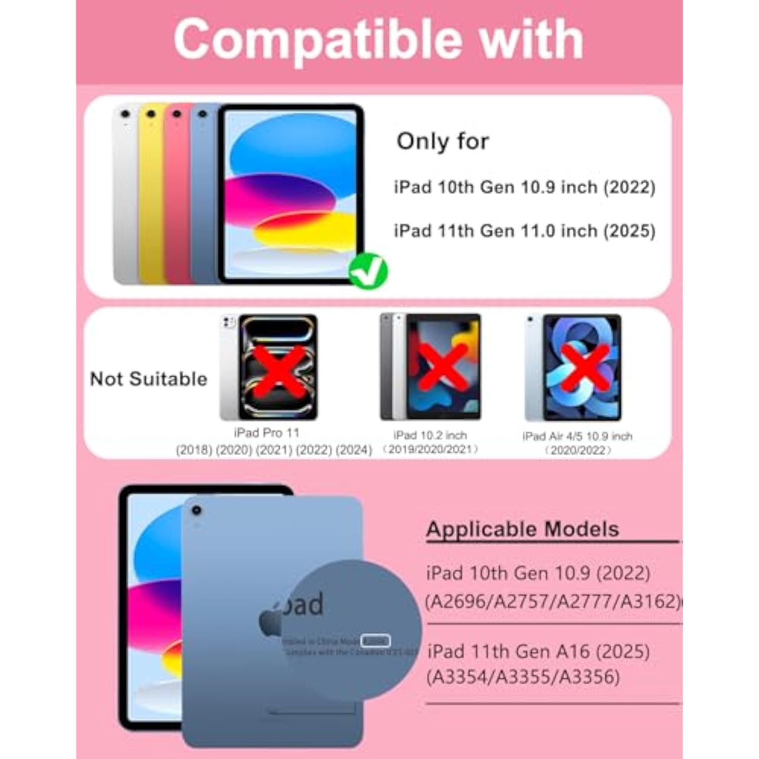 Touchpad Keyboard Case For Ipad (A16) 11Th 10Th Generation, 360 Rotation Cover With Pencil Holder Wireless Backlit Detachable Keypad For Ipad 11 Inch 2025/10 Gen 10.9" 2022 Watermelon Red