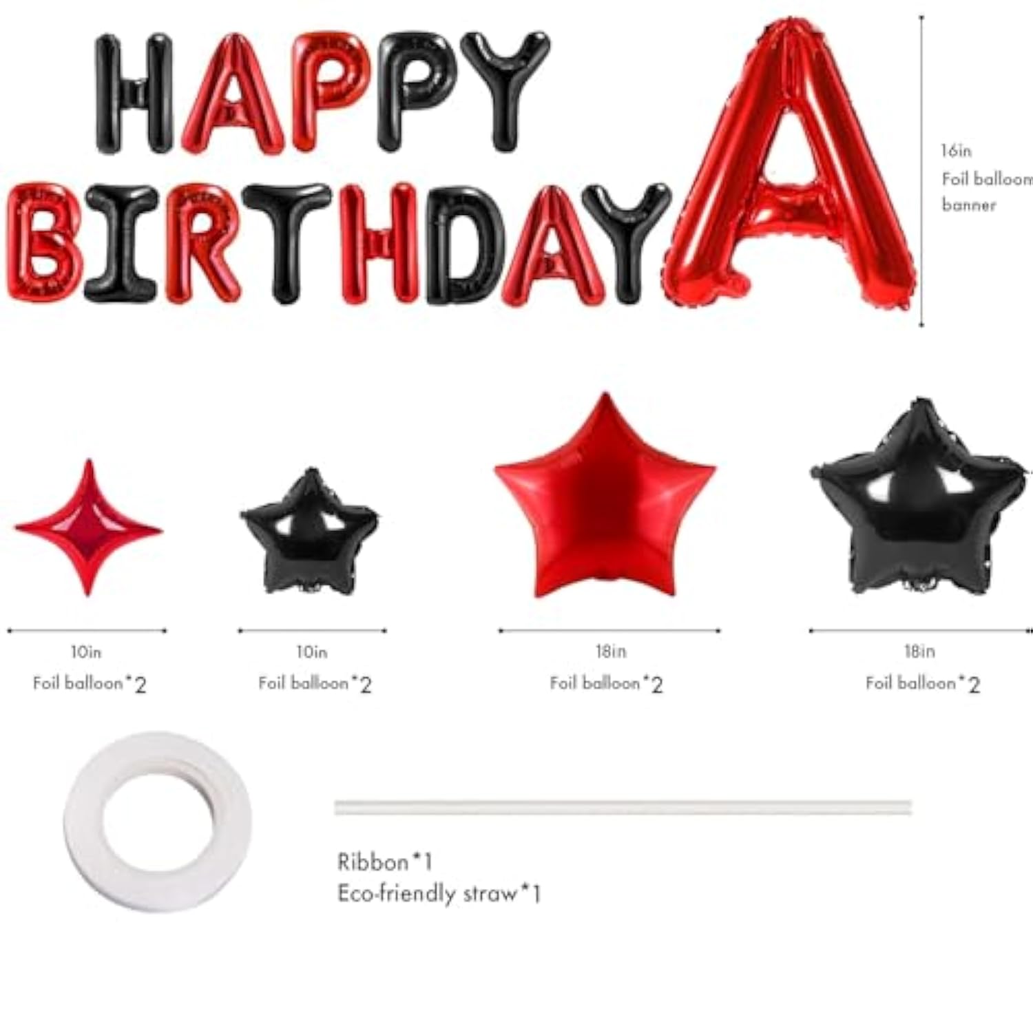 Red And Black Party Decorations With Happy Birthday Balloon Banner, Fringe Curtains, Star Foil Balloons Décor Supplies For Boys Girls 21St 25Th 30Th 35Th 40Th 50Th 60Th 70Th Birthday