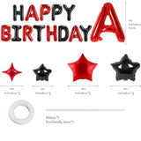 Red And Black Party Decorations With Happy Birthday Balloon Banner, Fringe Curtains, Star Foil Balloons Décor Supplies For Boys Girls 21St 25Th 30Th 35Th 40Th 50Th 60Th 70Th Birthday
