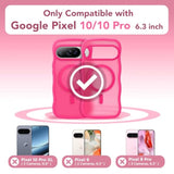 Cute For Pixel 10 Case & Pixel 10 Pro Case, Compatible With Magsafe, [Curly Wave Edge] [Camera Protection] [14 Ft Drop Protection] Magnetic For Pixel 10/10 Pro 6.3 Inch, Hot Pink
