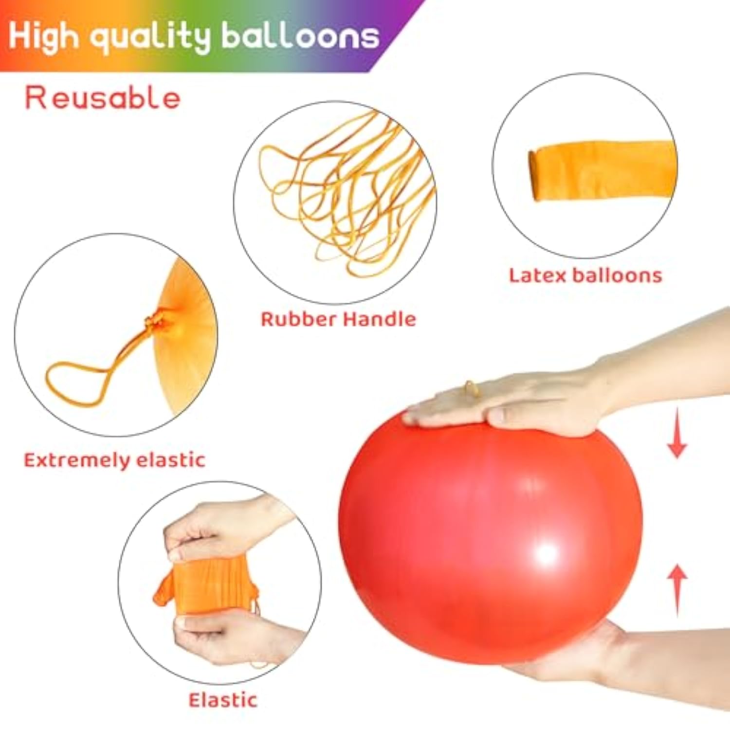 30 Pcs Punch Balloons, Heavy Duty Rubber Band Balloons for Kids Party Decorations