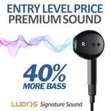 LUDOS FEROX Wired Earbuds in-Ear Headphones, 5 Year , Earphones with Microphone, Noise Isolation Corded for 3.5mm Jack Ear Buds for iPhone, Samsung, Computer, Laptop, Kids, School Students
