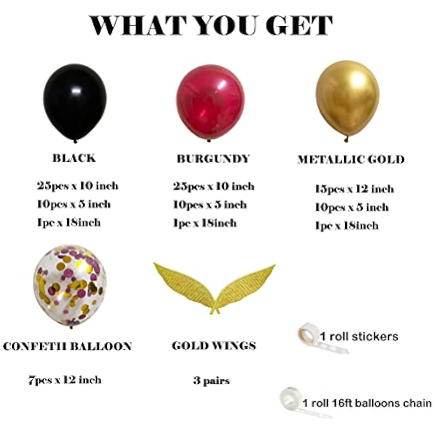 Halloween Magical Party Balloons Garland Decorations, 111 Pcs 18" 12" 10" 5" Magician Party Balloons Burgundy Black Gold Confetti Decor Supplies For Kids Birthday Halloween Party