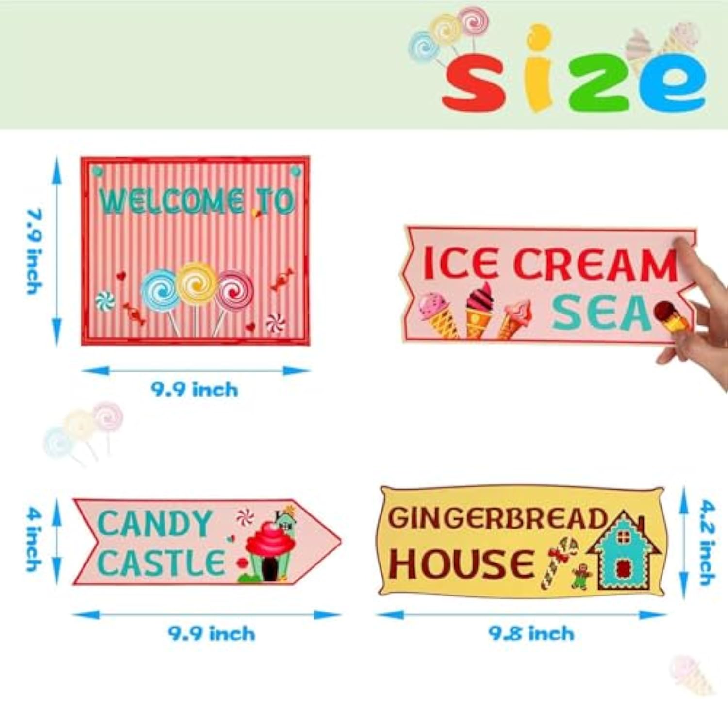 20 Pieces Candyland Party Decorations Candyland Trunk Or Treat Car Decorations Kit Candy Land Backdrop Signs For Halloween Christmas Party Decor (Cardstock)