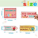 20 Pieces Candyland Party Decorations Candyland Trunk Or Treat Car Decorations Kit Candy Land Backdrop Signs For Halloween Christmas Party Decor (Cardstock)