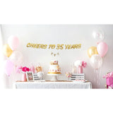 Cheers To 35 Years Gold Glitter Banner - 35Th Birthday And Anniversary Party Decorations