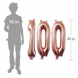 40Inch Rose Gold Foil 100 Helium Jumbo Digital Number Balloons, 100Th