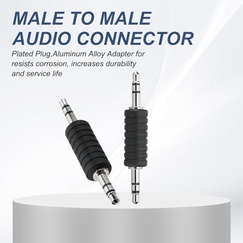 3.5mm (1/8 Inch) Male to Male Audio Adapter, 2Pcs Stereo Plug Switch Audio Adapter Connector Jack Nickel Plated for Headphone Computer Laptop