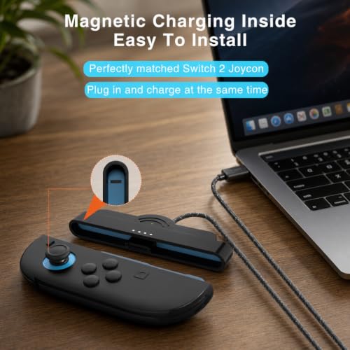 Magnetic Charging Cable for Nintendo Switch 2, Fast USB Charger Cord Accesories Nylon Braided High-Speed Replacement Accessory