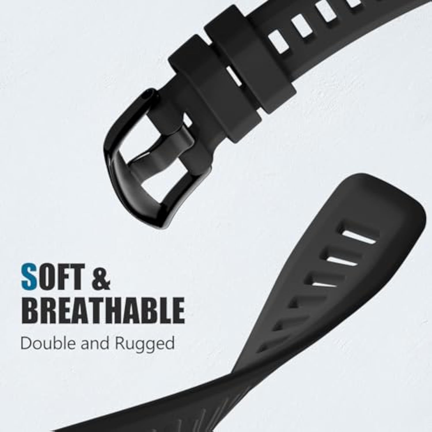 22mm Soft Silicone Garmin Instinct Replacement Watch Band, Black
