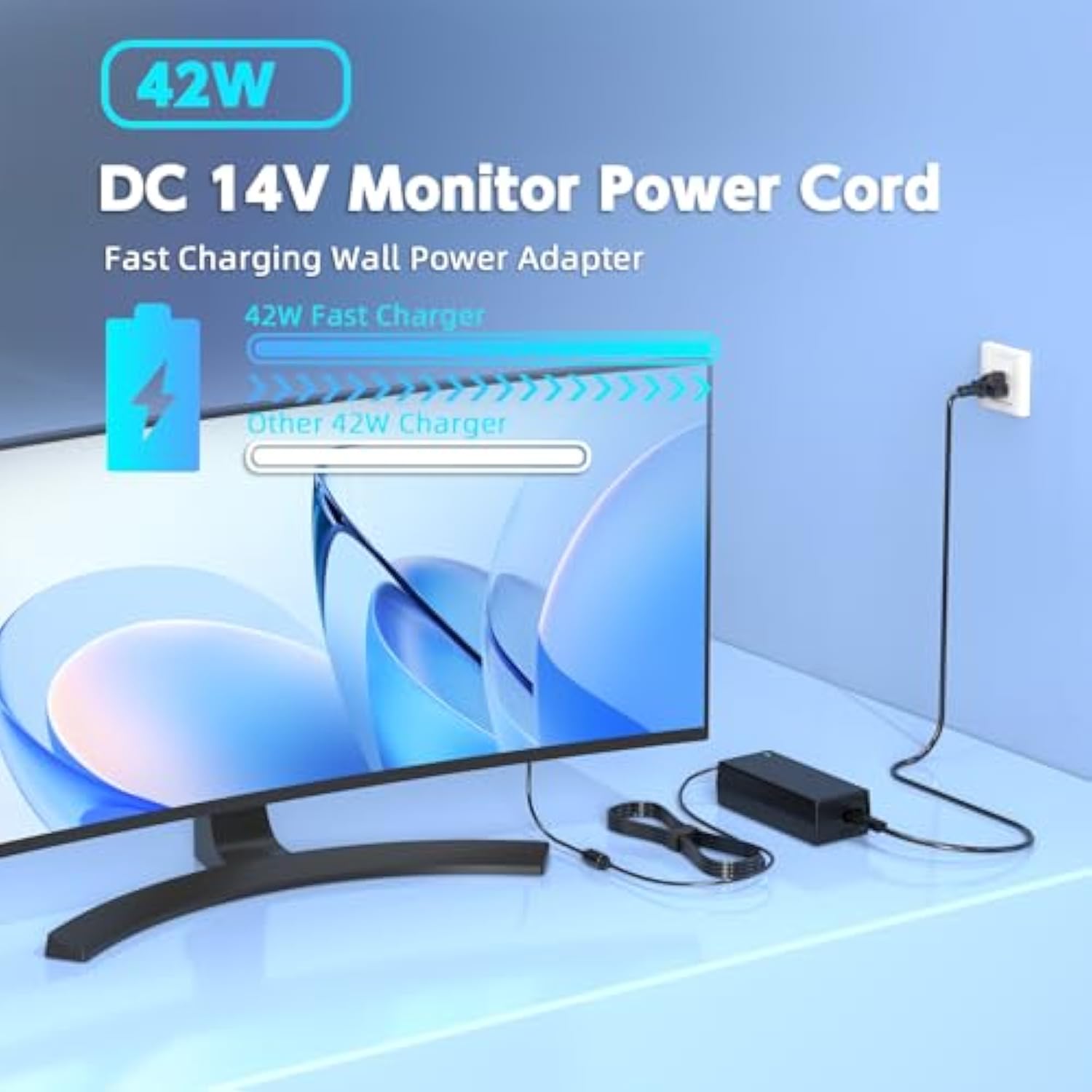 42W Ac/Dc Adapter Power Supply Cord For Samsung Monitor,14V Adapter Charger Sa