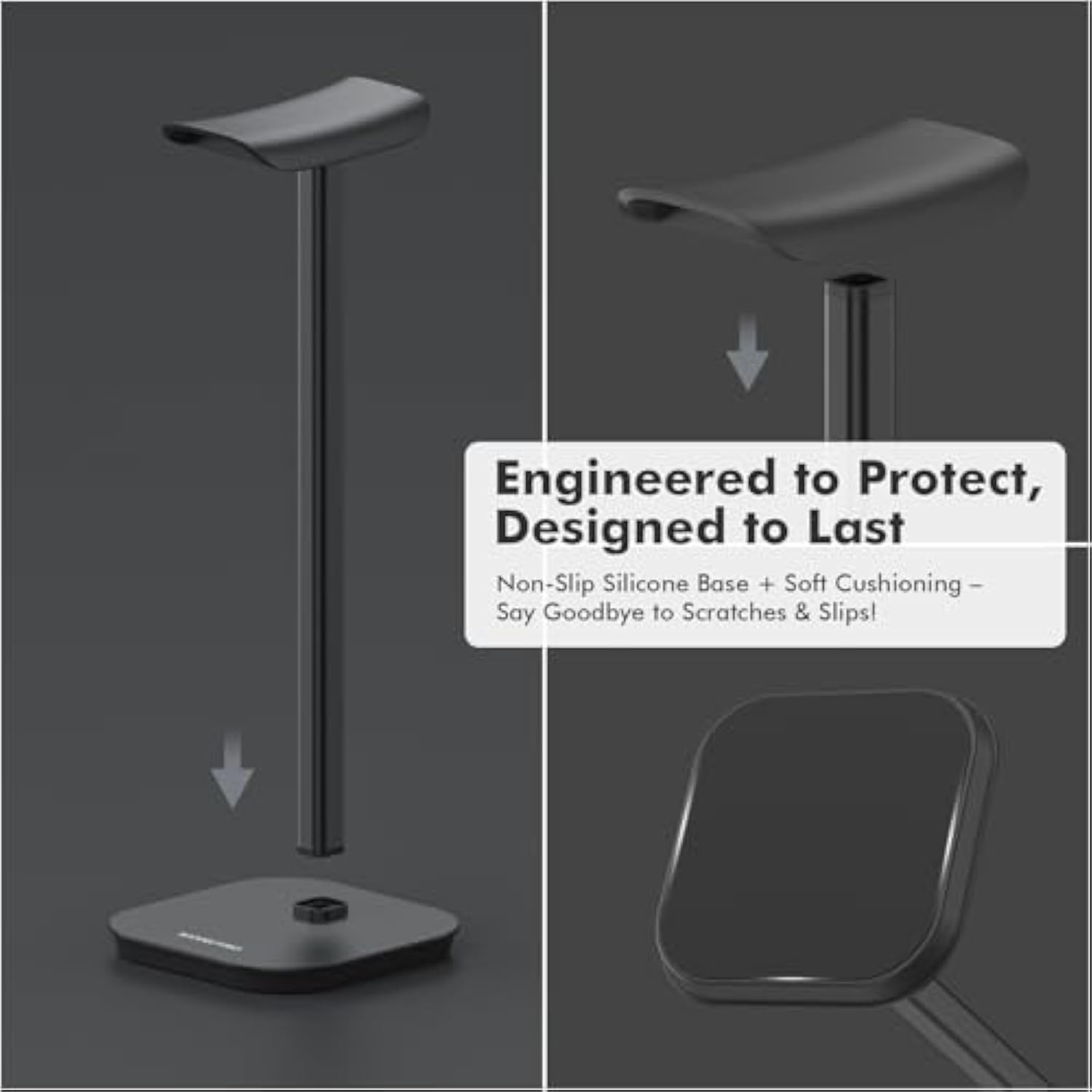 Headphone Stand, Desktop Headset Holder Heavy Base Desk Earphone Stand Aluminum Gaming Headset Hanger Rack For Airpods Max, Airpods, Airpods Pro, Sony, Beats, Bose, Razer And More(Black)