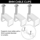 Cable Clips - 100 Pieces Ethernet Cable Clips With Nails 8Mm Cord Holder For C