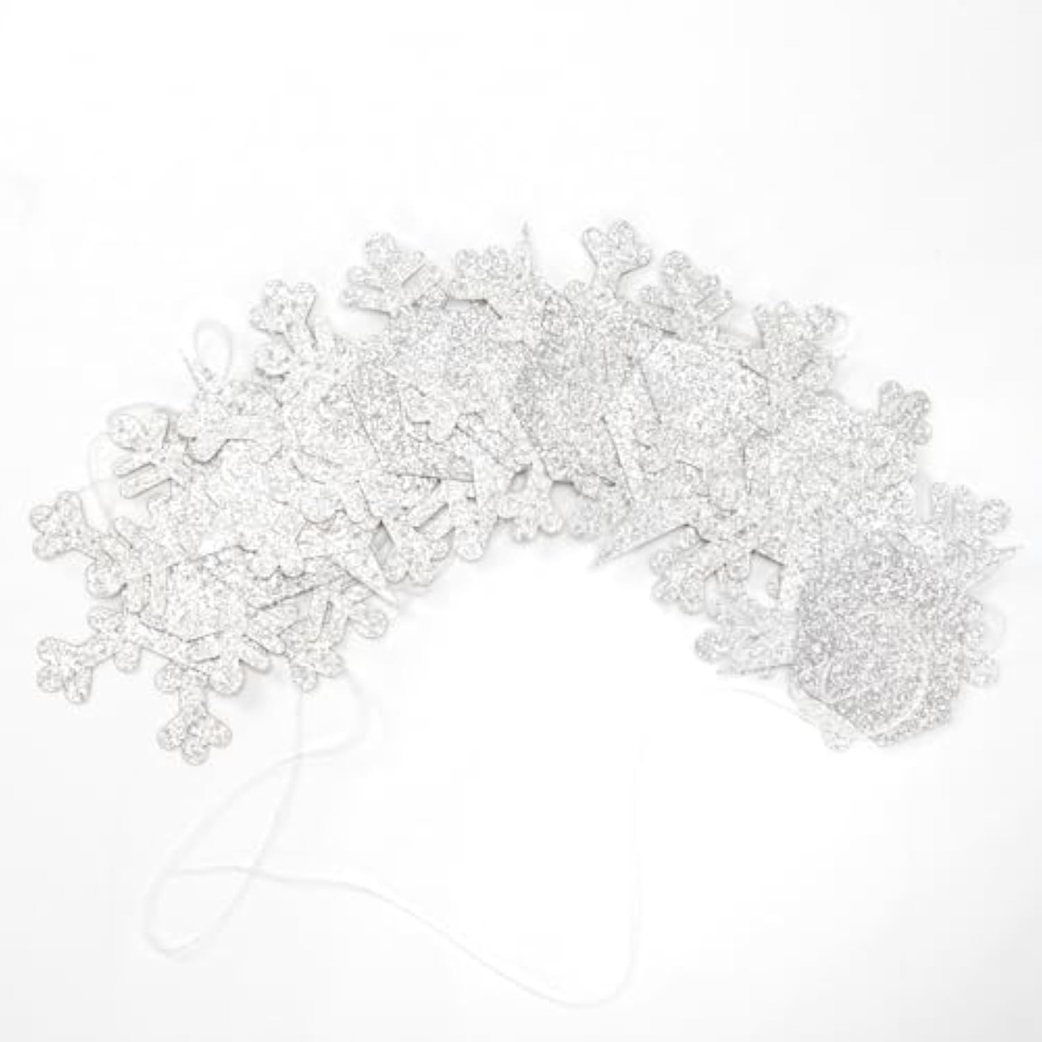 Snowflake-Snow White-Silver Christmas Party-Decorations Streamers - 52Ft White Winter Wonderland Frozen Hanging Paper Garland Banner,Birthday Wedding Baby Shower New Year Supplies Decor