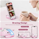 with Safety Lock for AirPods Pro 3 Case 2025,Clear Floral Cute Airpods Pro 3rd Generation Case with Phone Stand & Cleaner Kit for  AirPods Pro 3