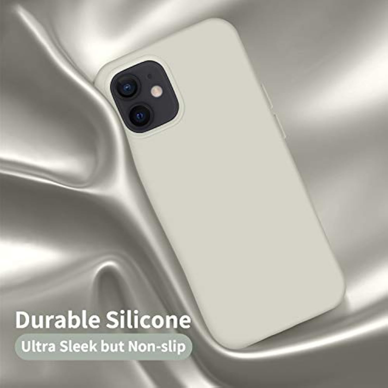 Designed For 12 Case, Designed For 12 Pro Case, Silicone Shockproof Phone Case With [Soft Anti-Scratch Microfiber Lining] 6.1 Inch, Stone