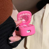 Cute Silicone AirPods Case Cover with Cleaner Kit for Women and Girls, Anti-Drop Protective Case for AirPods 1st/2nd Generation (Pink)