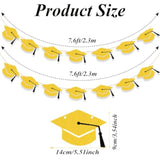 2026 Graduation Hat Banners Garlands Gold Glitter Graduation Party Decoration Banners Graduation Cap Banners Garlands Class Of 2026 Graduation Party Banners For College High School