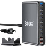 Usb C Charger Station 800W Gan Usb C Charging Block, 10-Port Fast Charger Hub With Multiple Power Outputs, Compatible With Laptop, Macbook, Ipad, Iphone 16/17/15/14/13/Pro Max, Samsung Galaxy S24 S23
