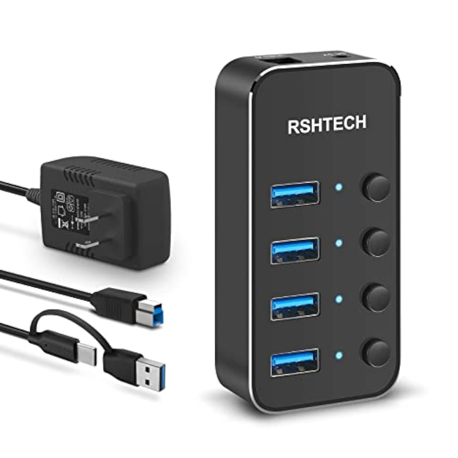 Usb 3.0 Hub 4 Port Powered Usb 3.0/Usb C Hub Upgraded Version With 2-In-1 3.3F