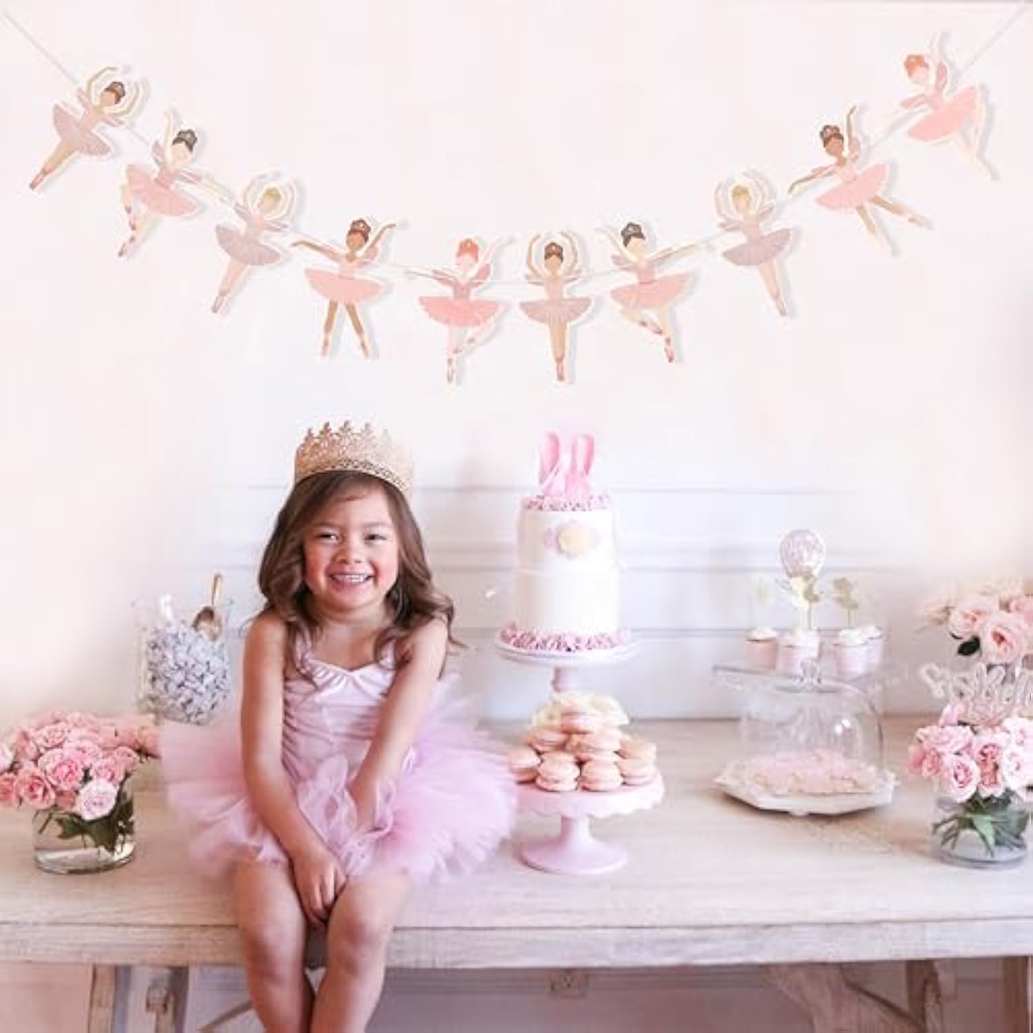Ballet Girls Birthday Decorations - Ballerina Party Garland,Pink Ballet Banner,Girls Dance Party Hanging Garland Photo Props,Ballerina Wedding Party Decorations