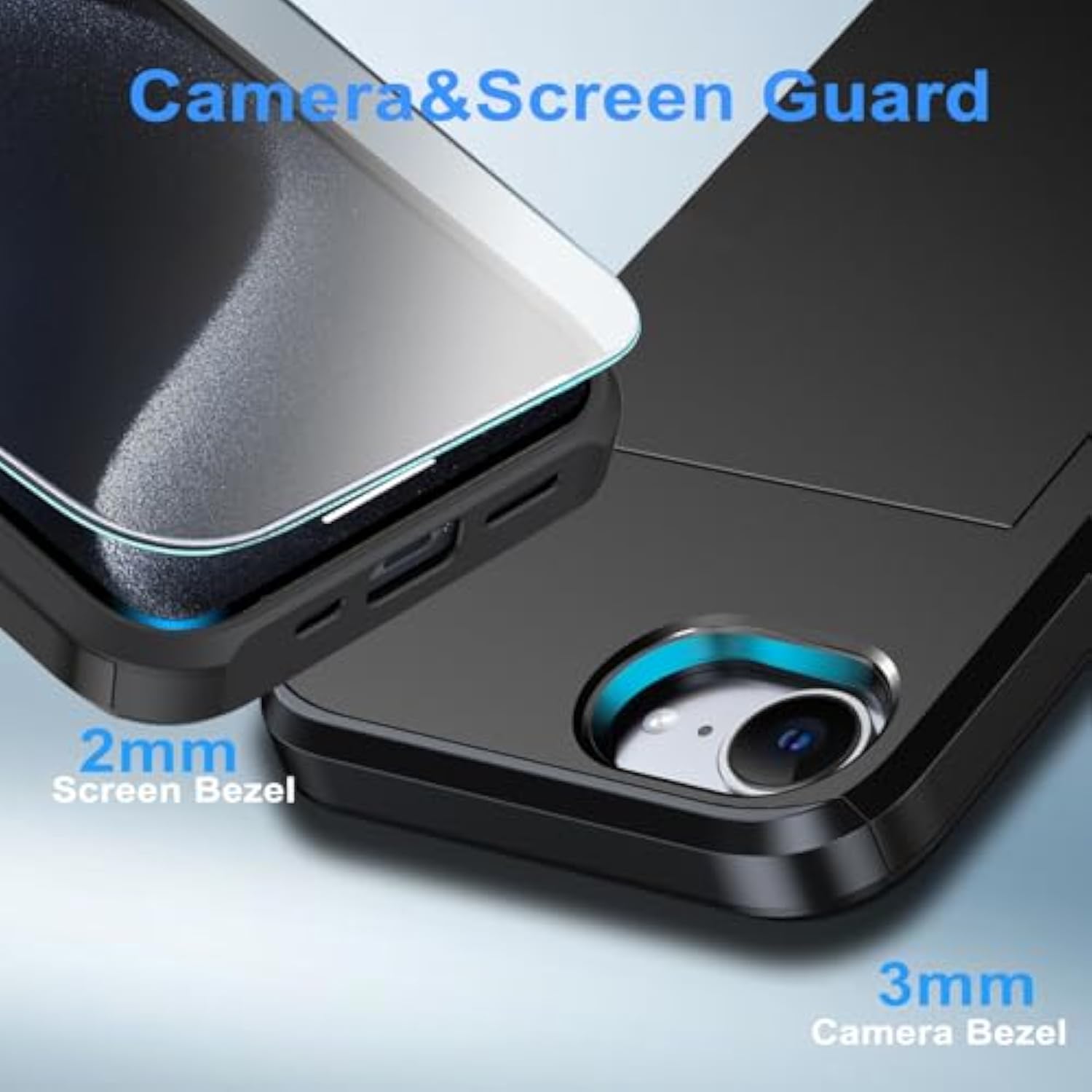 For 16E Wallet Case With Card Holder + 2 Tempered Glass Screen Protector Protective Shockproof Hidden Card Slot Slim Case Women Men For 16E 6.1"(Black)
