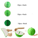 30Pcs 4Inch Pom Poms Tissue Paper Honeycomb Balls Flower Ball Wall Decor Pom Poms Decoration For Birthday Party Wedding Nursery Shower (Green Set, 30Pcs-4Inch)