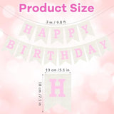 Burlap Happy Birthday Banner, Pink Assembled Happy Birthday Banner Sign Garland For Boys Girls Rustic Party Decorations