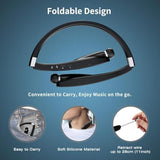 Foldable Bluetooth Neckband Headphones Retractable Sweatproof Noise-Canceling Mic