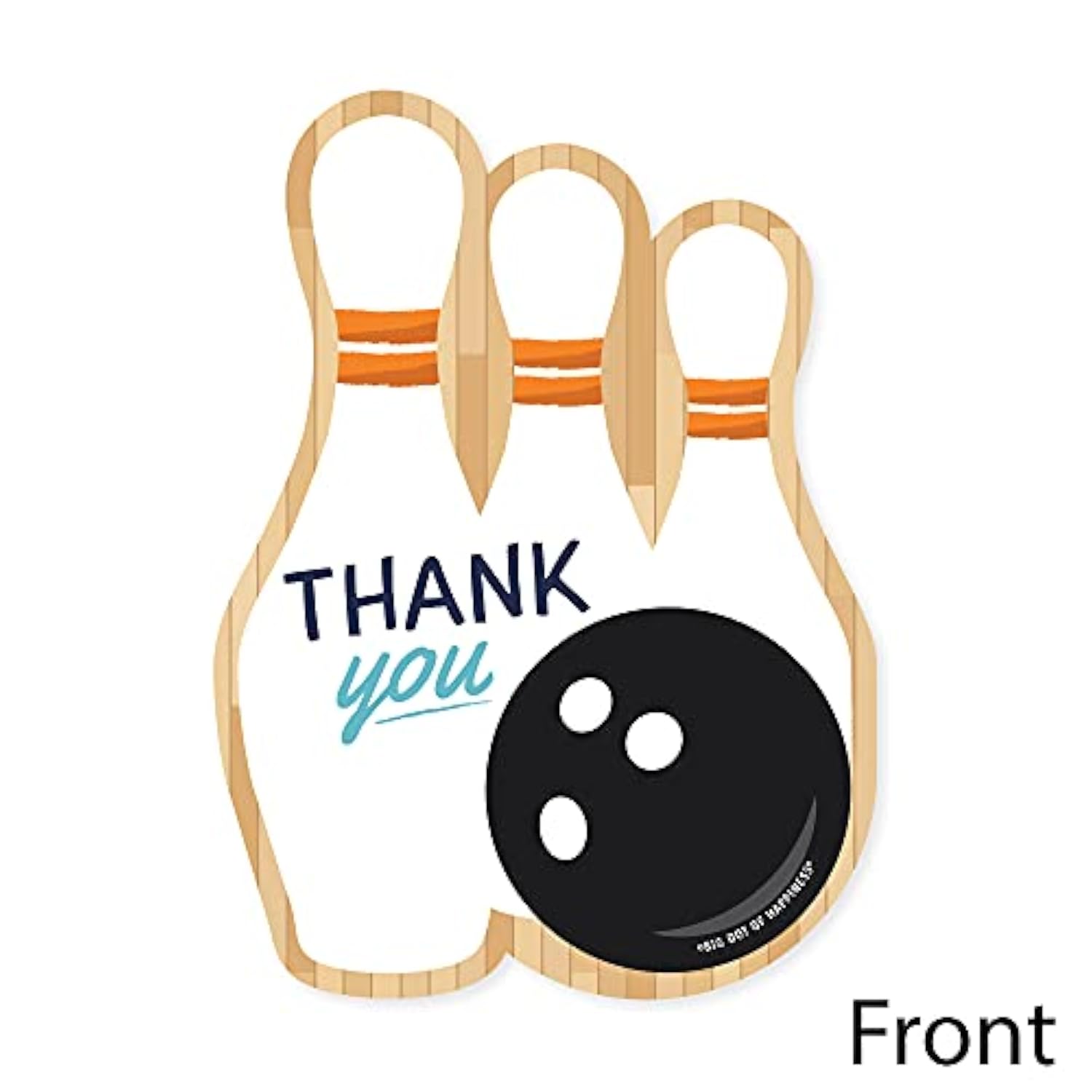 Big Dot of Happiness Strike Up the Fun - Bowling - Shaped Thank You Cards - Birthday Party or Baby Shower Thank You Note Cards with Envelopes - Set of 12