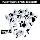 3-Pack Paw Print Dog Party Tablecloths, 54x108", Disposable Pet Theme Decor