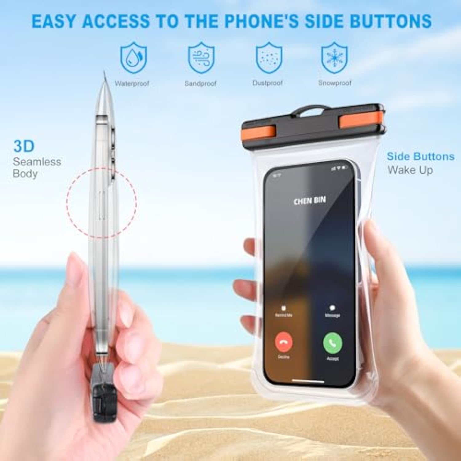 2 Pack Waterproof Phone Pouch [3D Seamless Clear Soft Edges], Waterproof Case For Iphone 15 14 13 Pro Max Plus Galaxy S24 S23 Pixel Up To 7.2" - Ipx8 Dry Bag Beach Cruise Vacation Essentials