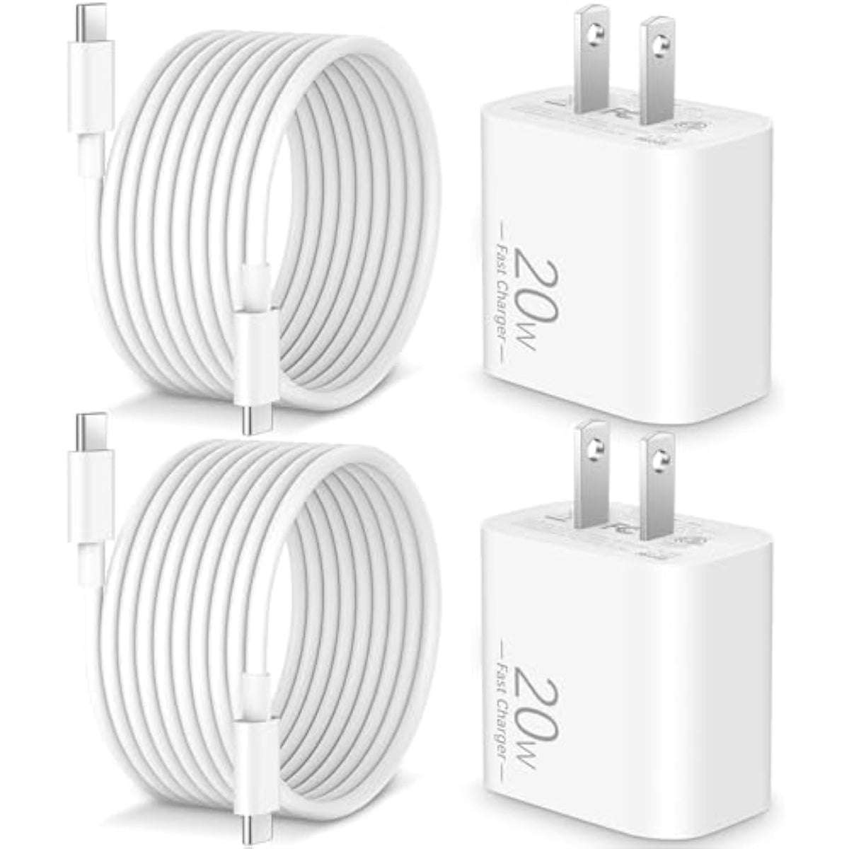 [2025 Upgraded] Iphone 16E Charger Fast Charging, 2-Pack 20W Usb C Wall Charger Block With 10Ft Long Usb C Charge Cord Cable For Iphone 16/16 Pro Max/16 Plus/16 Pro/16E/15/15 Pro/15 Pro Max, Ipad