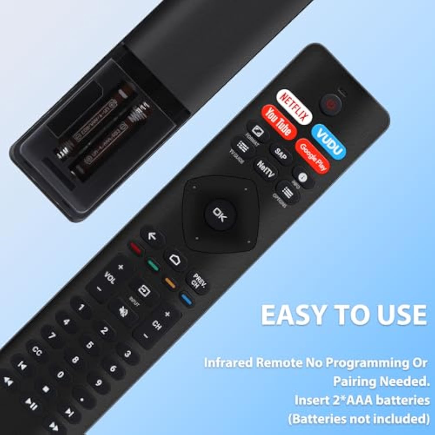 New Universal Remote For All Philips Tv Remote, Replacement Compatible For All Philips Smart Tv, Led, Lcd, Hdtv, 3D, 4K Uhd Tv, With Shortcut Button For Netflix, Vudu, Youtube, Google Play