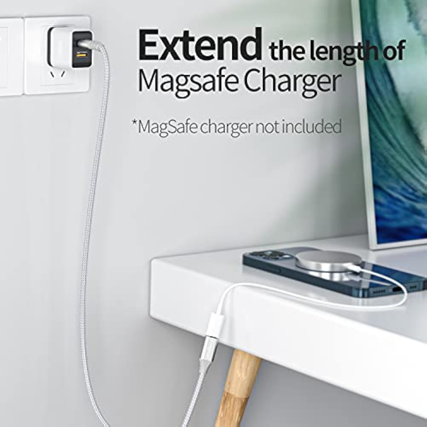 Usb C Extension Cable For Magsafe Charger : 2Pack 6Ft Type C 2.0 Female To Mal