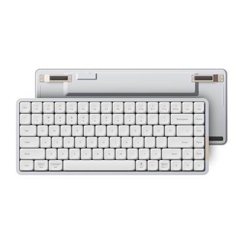 Flow84 Low Profile Mechanical Keyboard, 75 Percent Rechargeable Wireless Keyboards With Bluetooth And Wired Connection For Windows, Mac Os/White Ghost Linear Switches