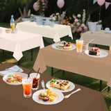 54 X 108 Inch Boho Tablecloths-5Pcs Gradient Brown Neutral Disposable Plastic Table Covers For Baby Shower,Birthday,Wedding