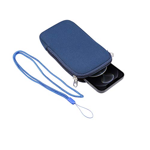 Neoprene Shock Absorbing Proof Pouch Cell Phone Sleeve Case Zipper Neck Strap for iPhone 17 Pro Max 16 Pro Max  Galaxy S25 Ultra S24 Ultra A16