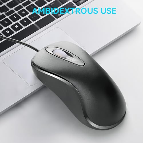 Classic Wired Office Mouse Ergonomic Usb Optical 3-Button 1000 Dpi Comfortable Durable For Windows Mac Laptop Desktop Black (1)