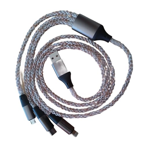 Camping Car Multi Charging Cable, USB C to USB C RGB Breathing 3 in 1 Fast Charging Cable for iPhone 15 Series, iPad mini 6 S24 S23 Laptops MacBook