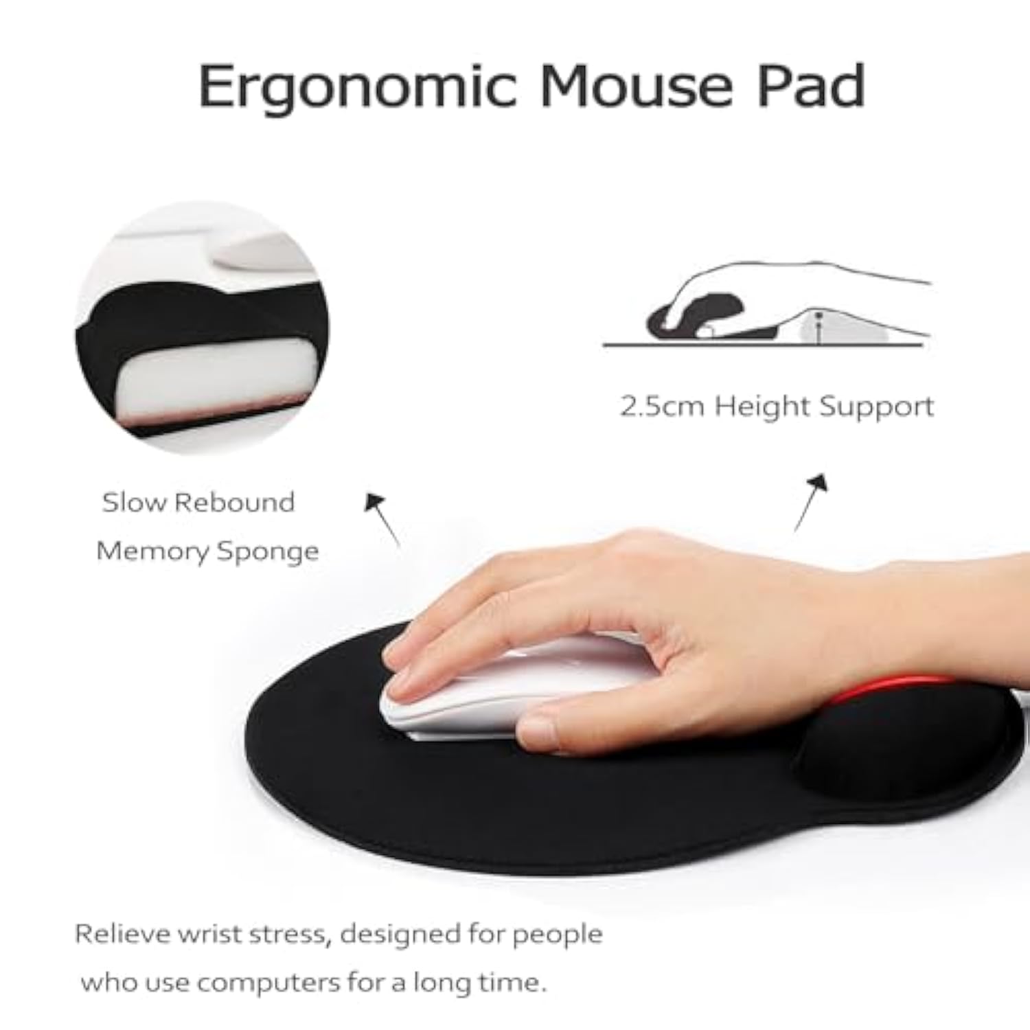 Sunflower Design Ergonomic Mouse Pad With Wrist Support, Floral Flowers Non-Slip Gaming Mouse Pad With Wrist Rest For Laptop Computer, Desk Accessories Office Supplies