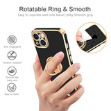 Iphone 14 Case,Phone Case For Iphone 14,Slim Fit Soft 360° Ring Holder Kickstand Magnetic Car Mount Supported Easy Clean Shockproof Protective Cover For Apple Iphone 14 6.1" 2022, Black/Golden