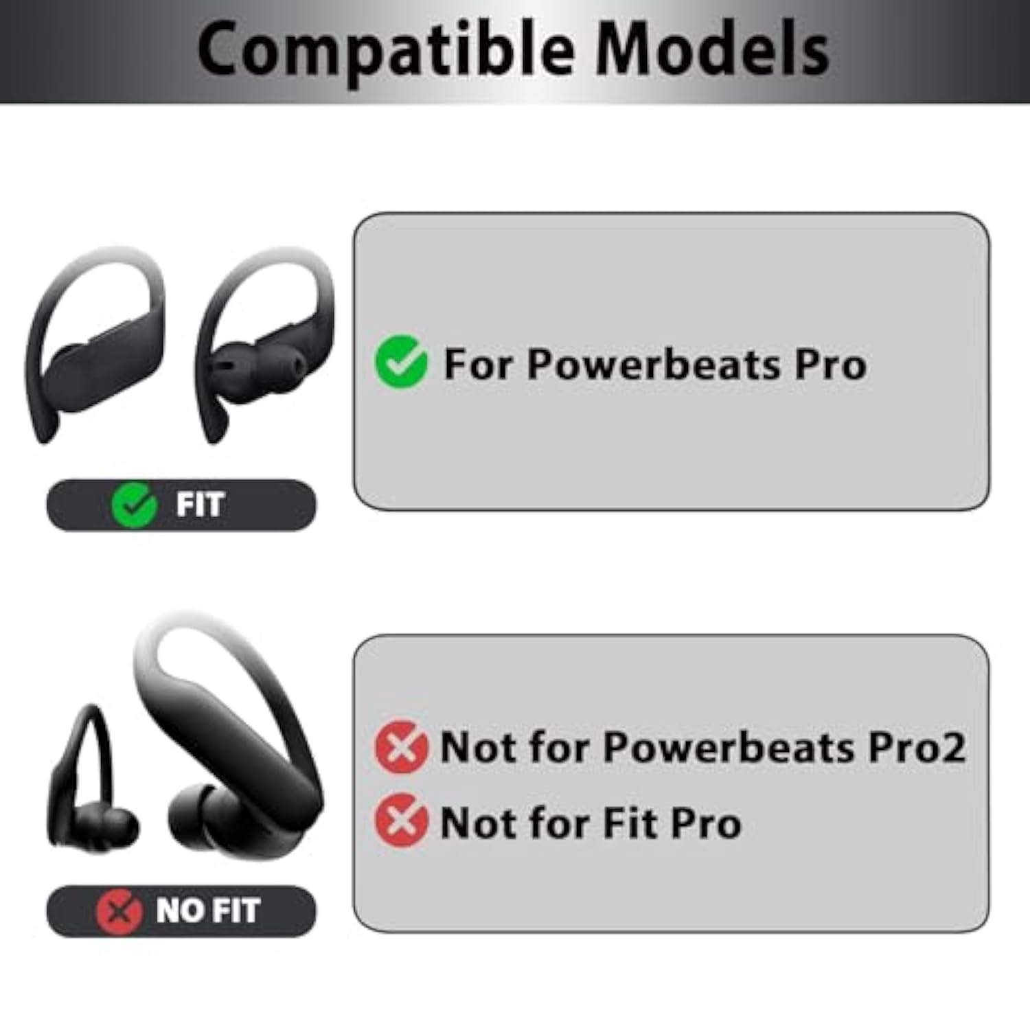 Replacement Ear Hooks Wingtips For Beats Powerbeats Pro Wireless Earbuds, One Pair [Left & Right] Repair Parts Pb Pro Ear Wings - Black
